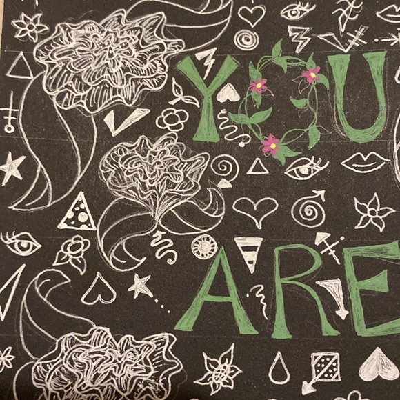 Unframed Original Art You Are Enough Drawing Illustration Blossoms & Symbols - Picture 6 of 8